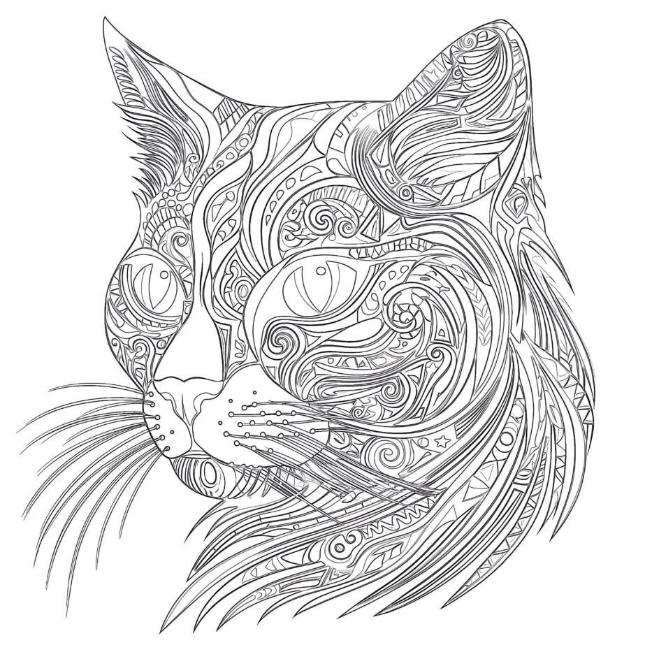 zentangle cats coloring page