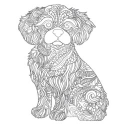 Zentangle Dog - Printable Coloring page