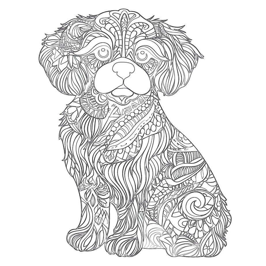 Zentangle Dog Coloring Page