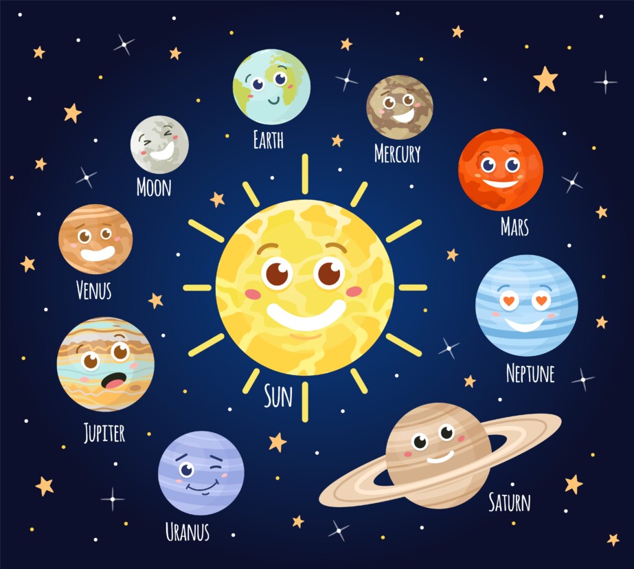Cartoon Planets With Faces - Original image