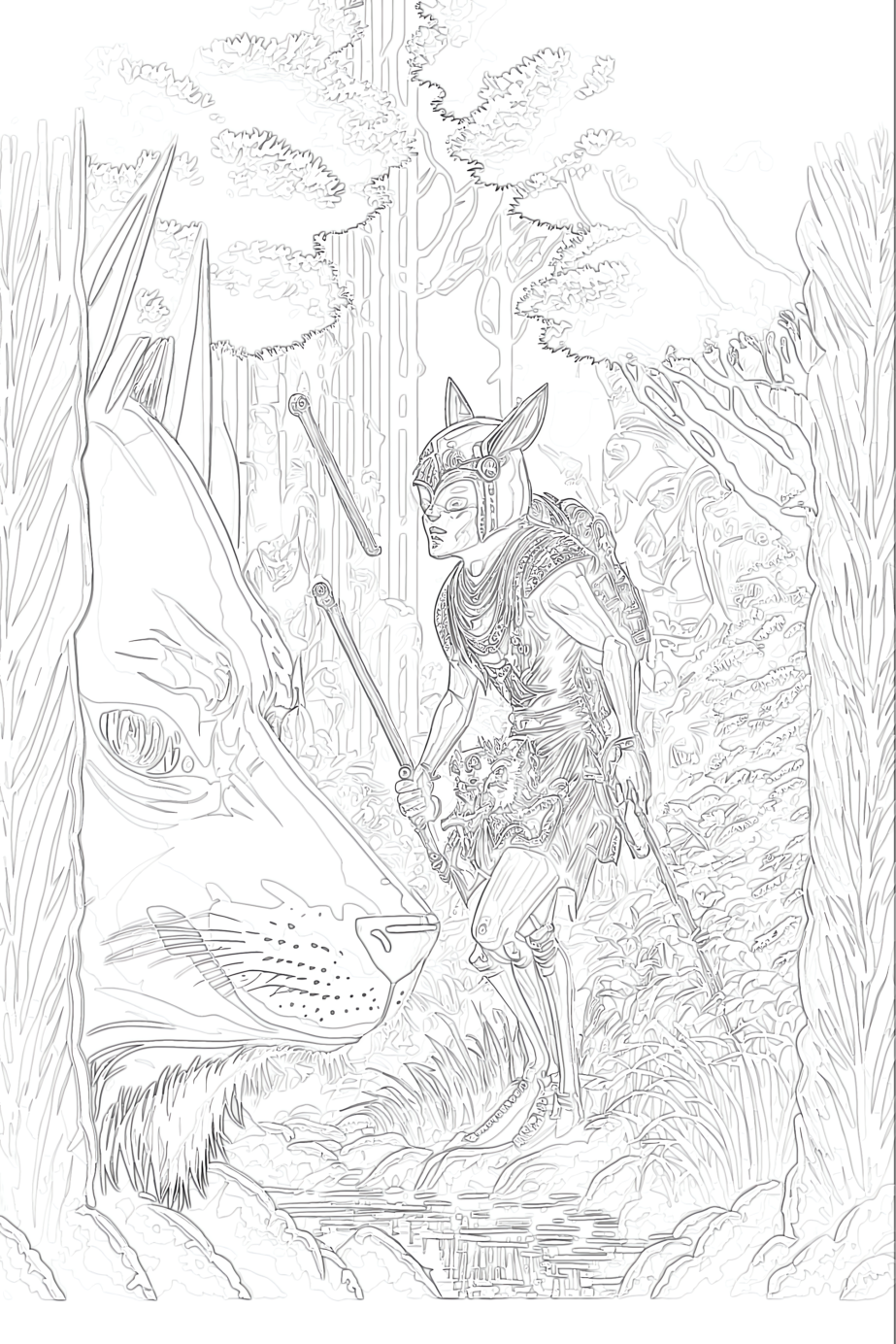 Demon Fox Waiting For Warrior - Coloring page