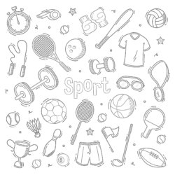 Set Of Sport Doodles - Coloring page