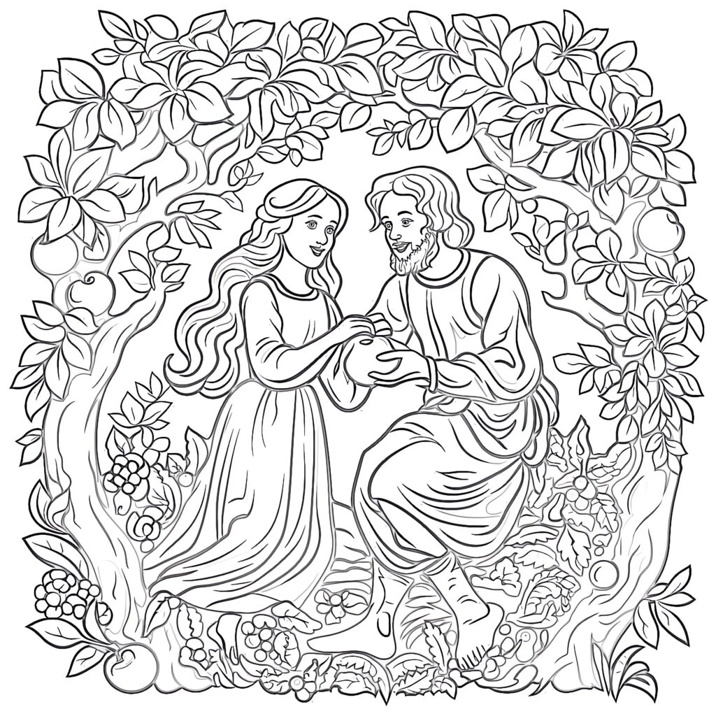 Adam and Eve Coloring Page Coloring Pages Mimi Panda