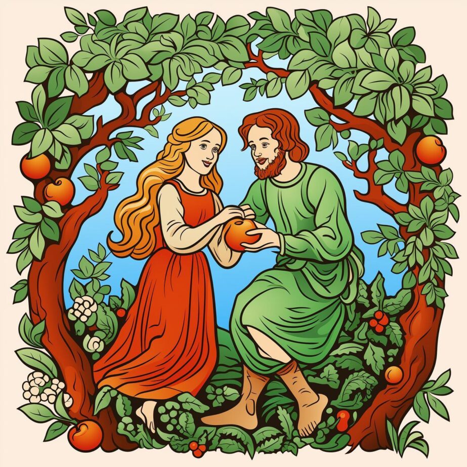 Adam And Eve Coloring Page 2