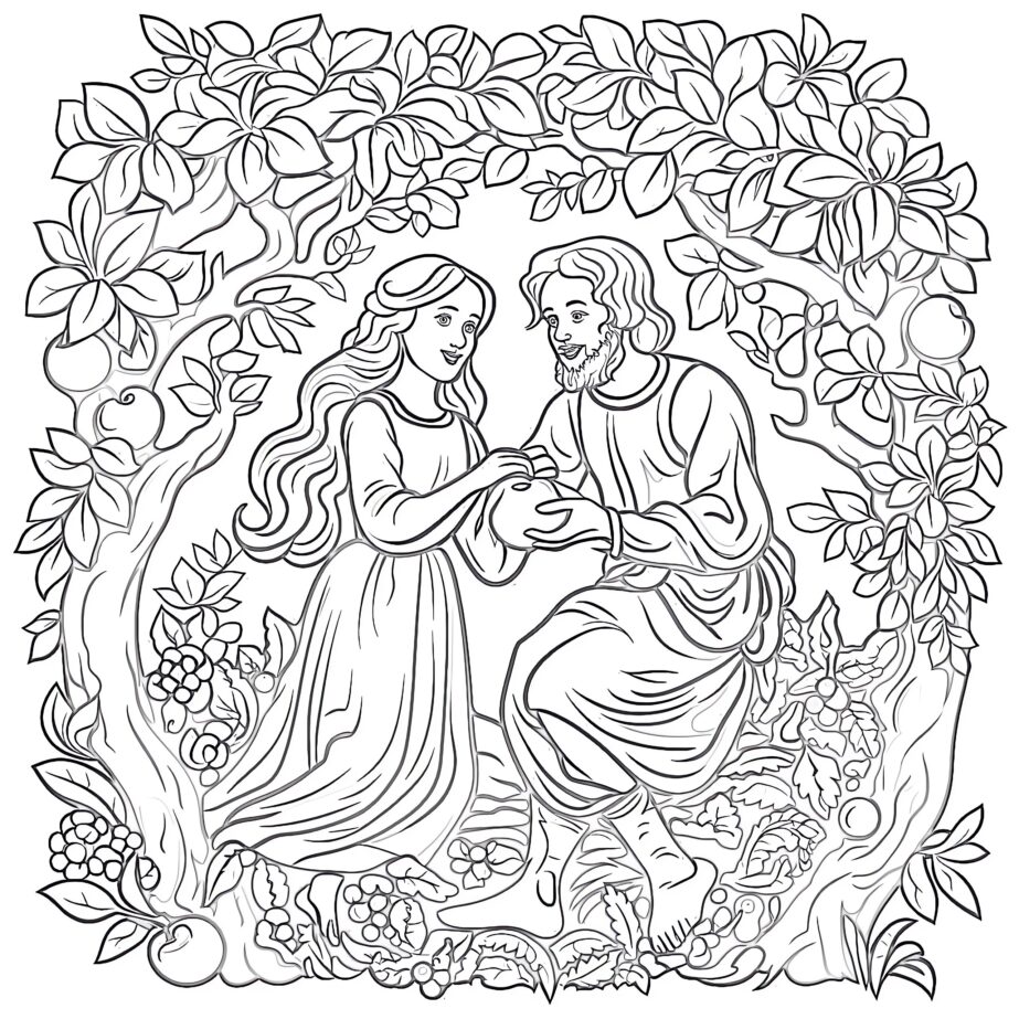 Adam And Eve Coloring Page