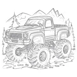 Adventure Off Road Big Monster Truck - Printable Coloring page