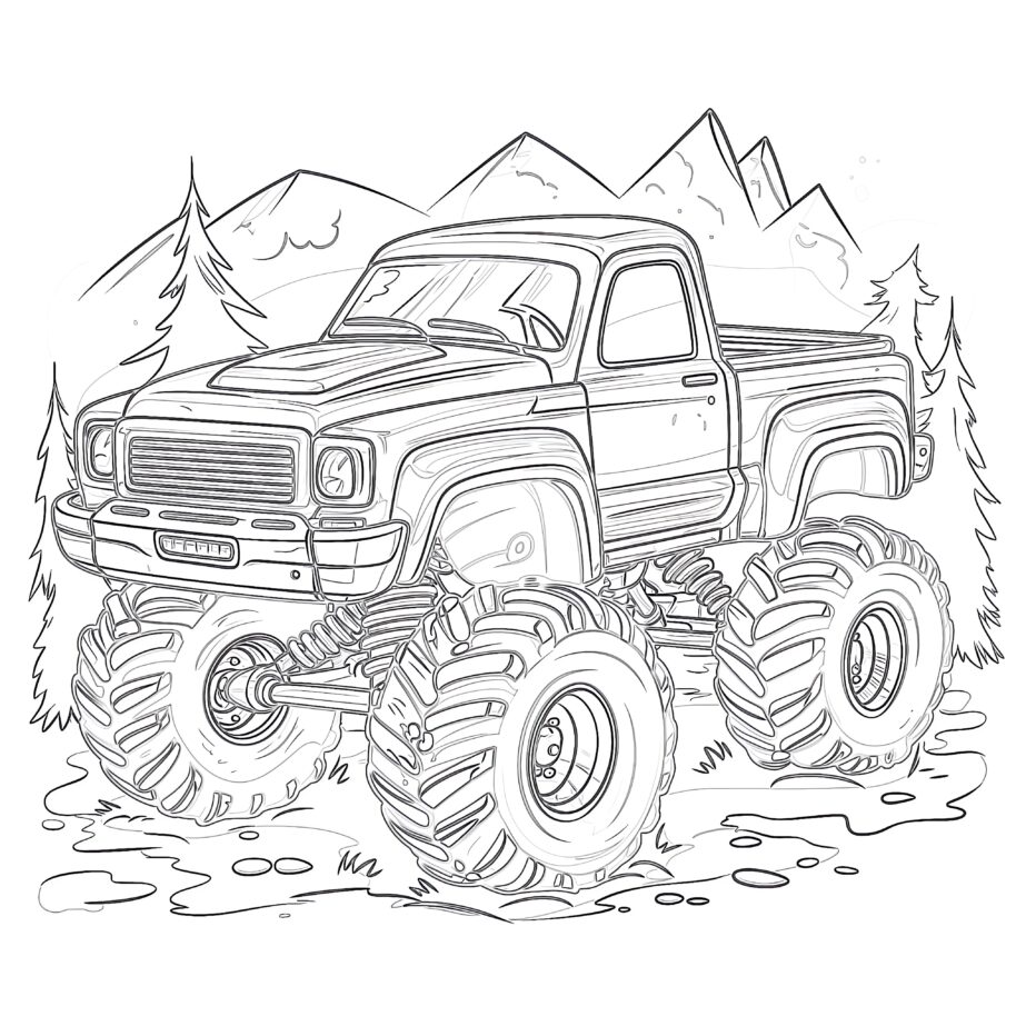 Adventure Off Road Big Monster Truck Coloring Page
