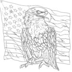 American Eagle Hold The USA Flag Coloring Page