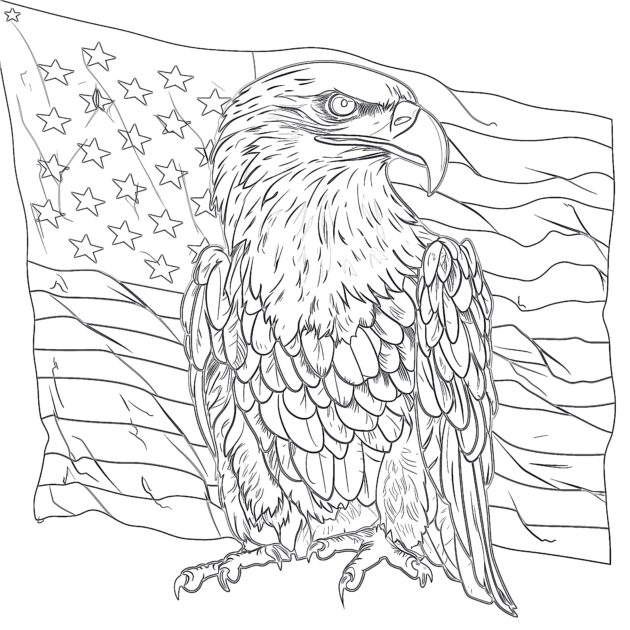 American Eagle Holding the USA Flag Coloring Page | Coloring Pages Mimi ...