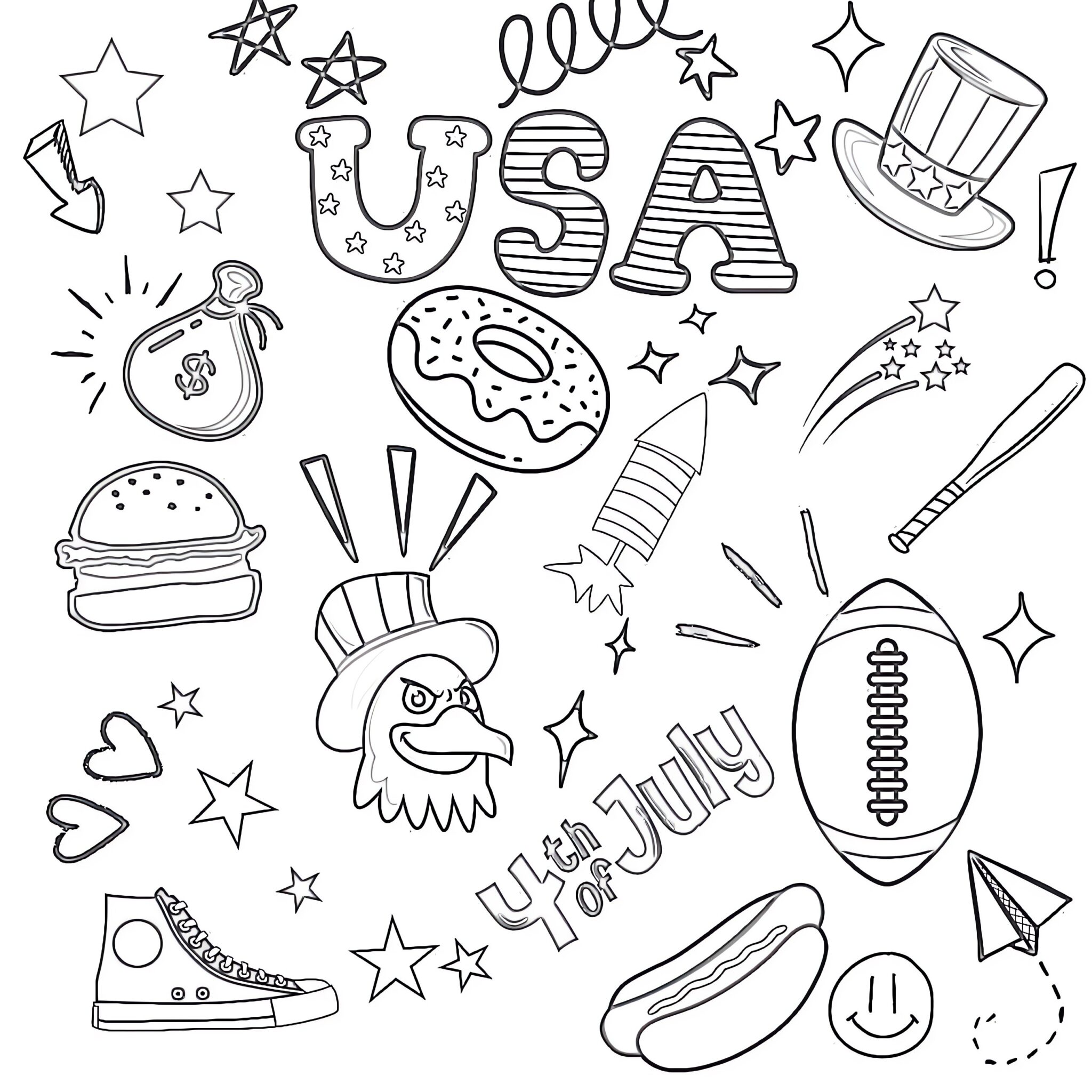 American Patriotic Symbols Coloring Page | Coloring Pages Mimi Panda