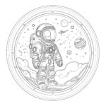 Astronaut Looks Out Of The Window Coloring Page