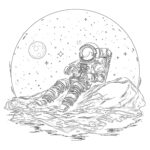 Astronaut Lying On The Moon Coloring Page