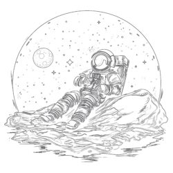 Astronaut Lying On The Moon - Printable Coloring page