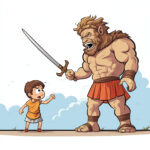 Histoire Biblique : David Contre Goliath – Page À Colorier 2