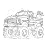 Big Monster Truck With USA Flag Coloring Page