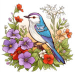 Página Para Colorear De Pájaros y Flores 2