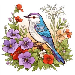 Página Para Colorear De Pájaros y Flores - Imagen de origen