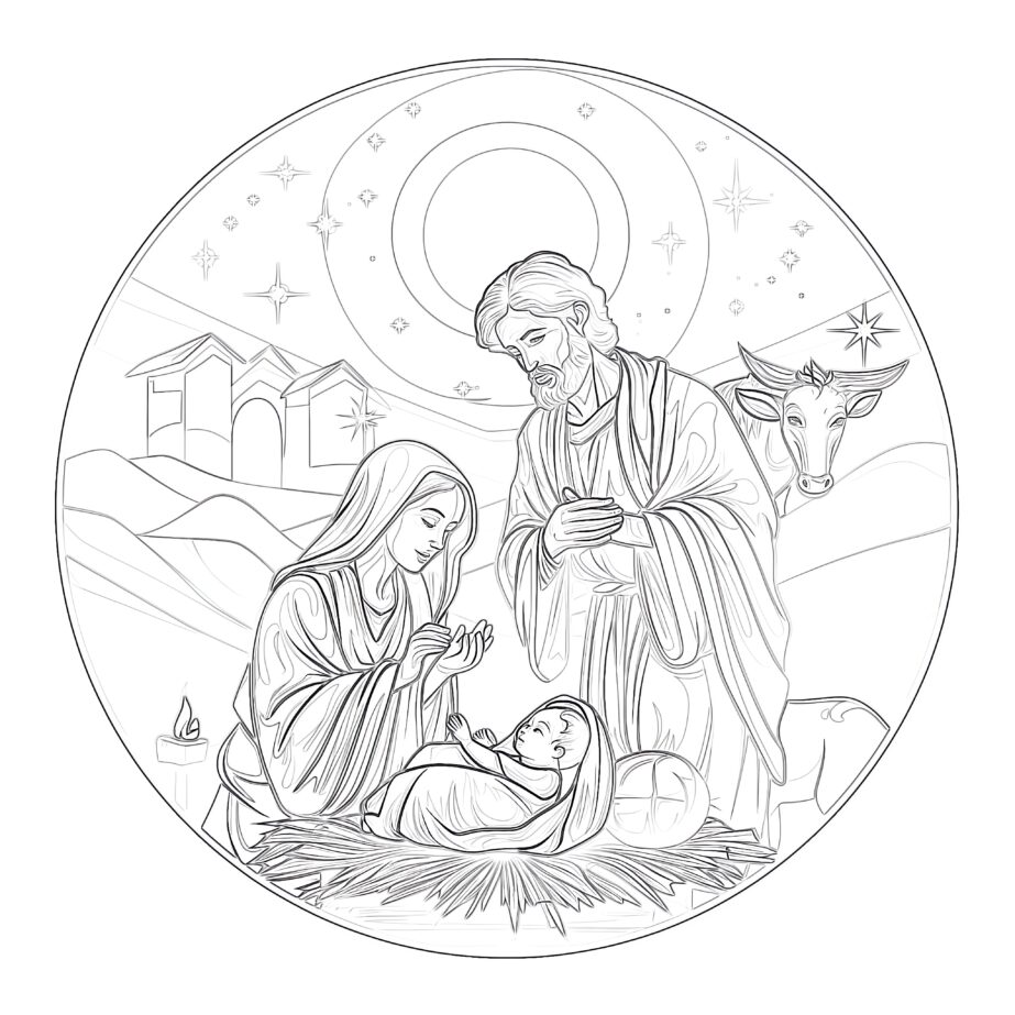 Page À Colorier Sur La Naissance De Jésus