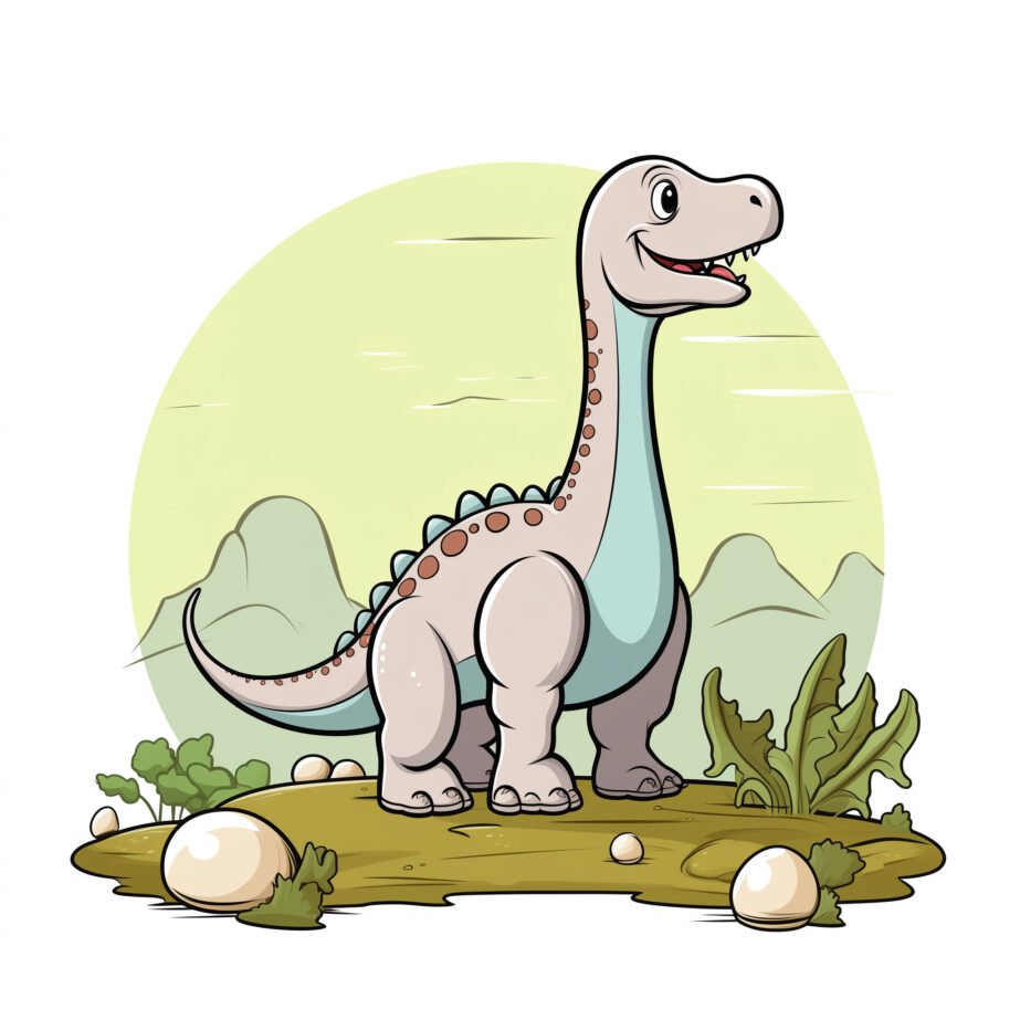 Brontosaurus Dinosaur With Eggs Coloring Page 2