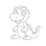 Cartoon Green Dinosaur Coloring Page