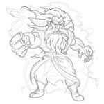 Cartoon Zeus Holding A Thunderbolt Coloring Page