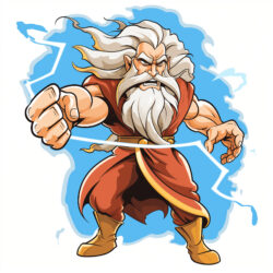 Cartoon Zeus Holding A Thunderbolt - Origin image