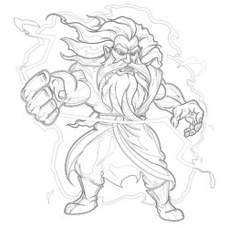 Cartoon Zeus Holding A Thunderbolt - Printable Coloring page