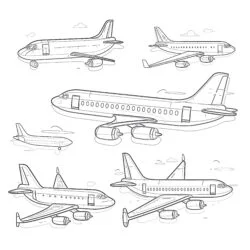 Collection Of Modern Airplane - Printable Coloring page