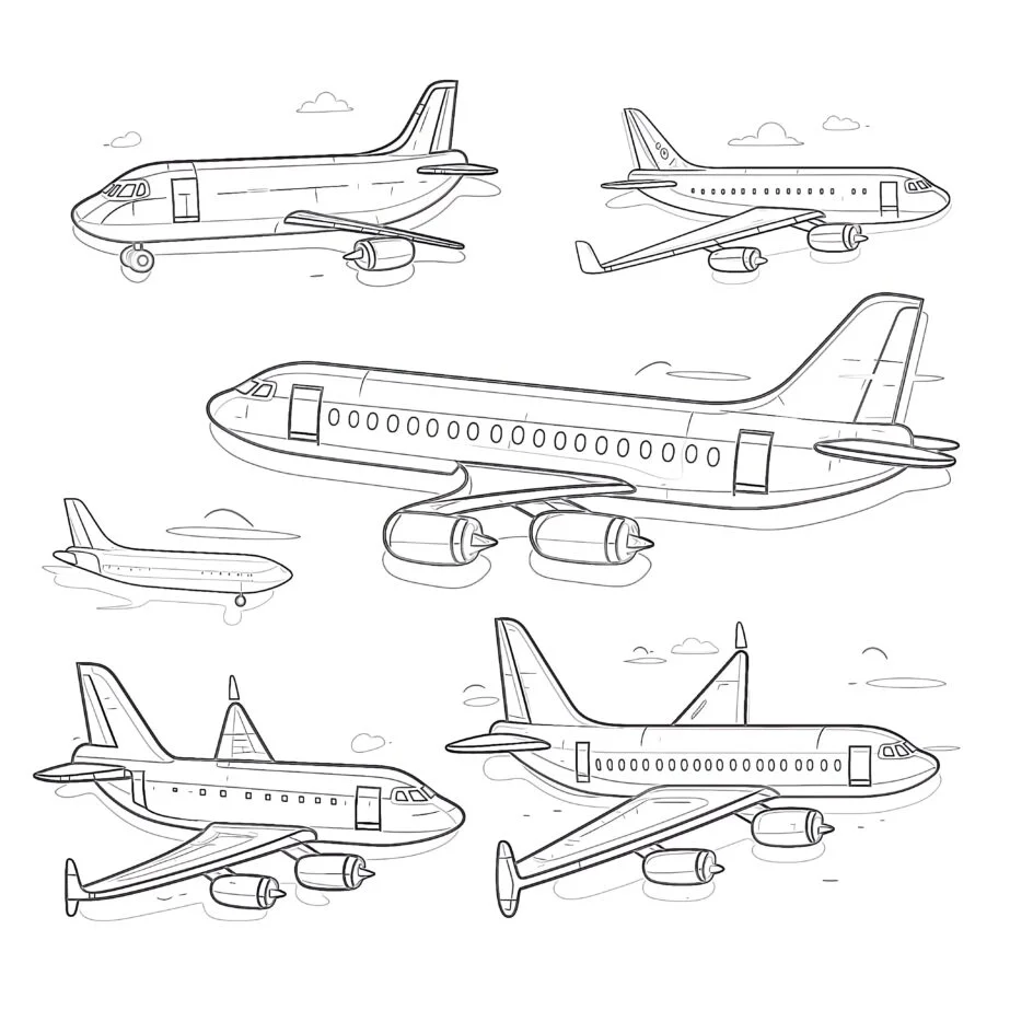 Collection Of Modern Airplane Coloring Page