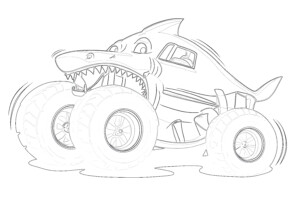Shark Monster Truck coloring page