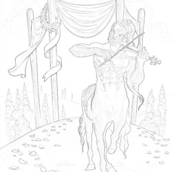 Enchanted Scene With Medieval Characters - Printable Coloring page