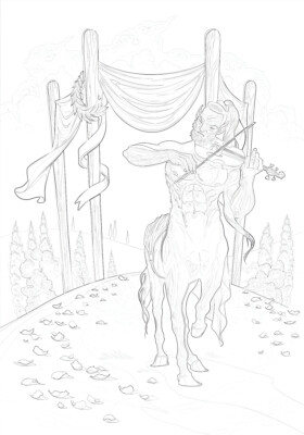 Four Of Wands - Coloring page