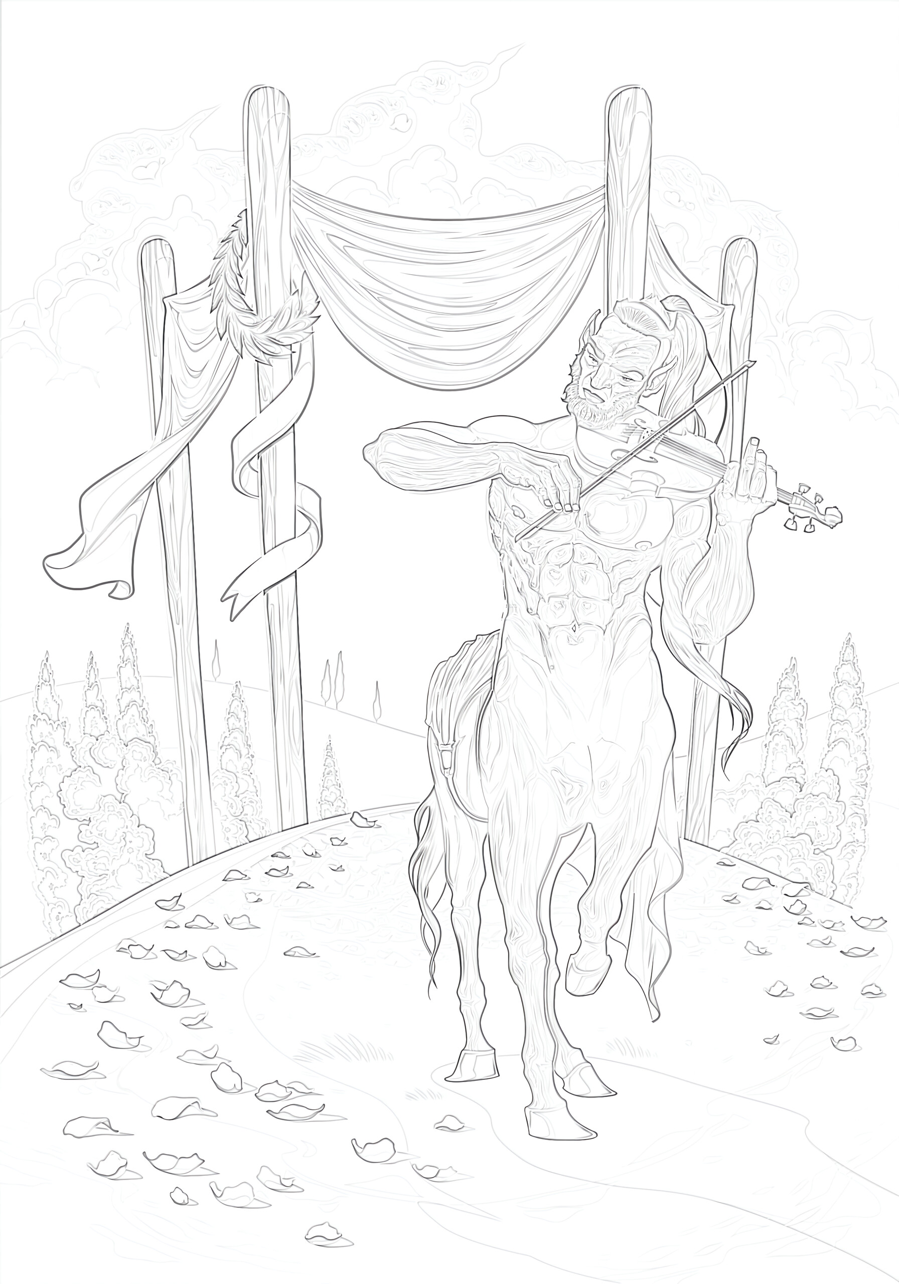 Four Of Wands - Coloring page