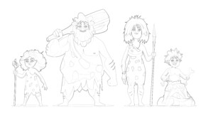 Primitive People Characters Prehistoric Stone Age - Coloring page