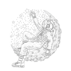 Astronaut Lying On The Moon - Printable Coloring page