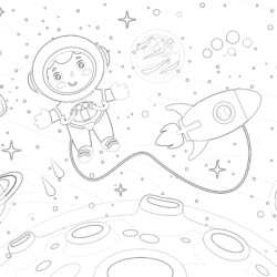 Astronaut Looks Out Of The Window - Coloring page