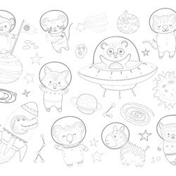 Space Animals Set - Printable Coloring page