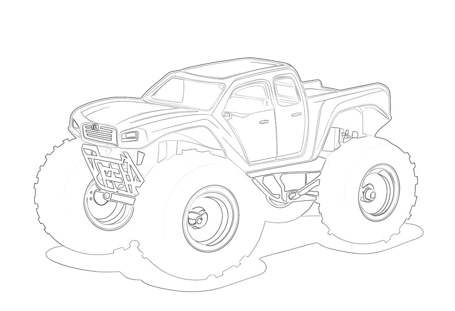 Red Monster Truck coloring page