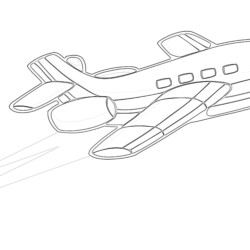 White Airplane - Printable Coloring page