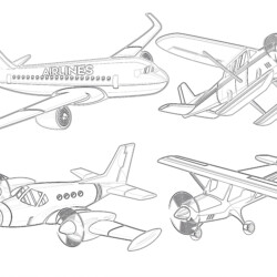 Collection Of Modern Airplane - Printable Coloring page