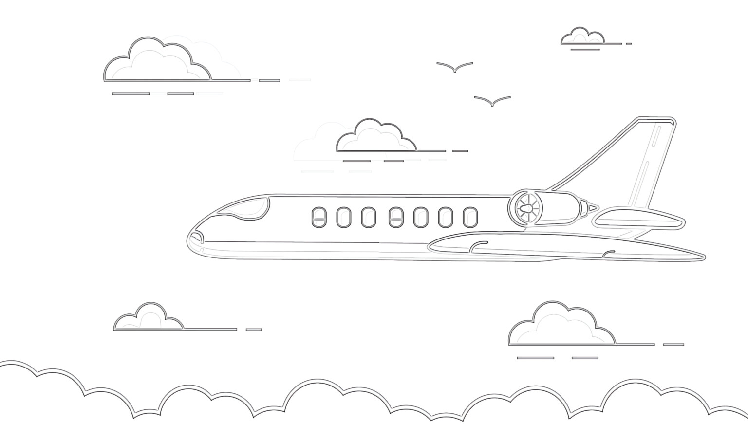Printable Passenger Airlines Coloring Page - Mimi Panda