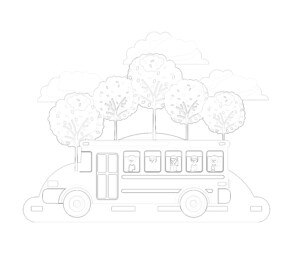Yellow School Bus - Coloring page