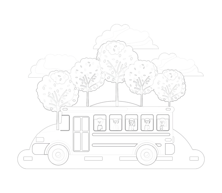 Yellow School Bus - Coloring page