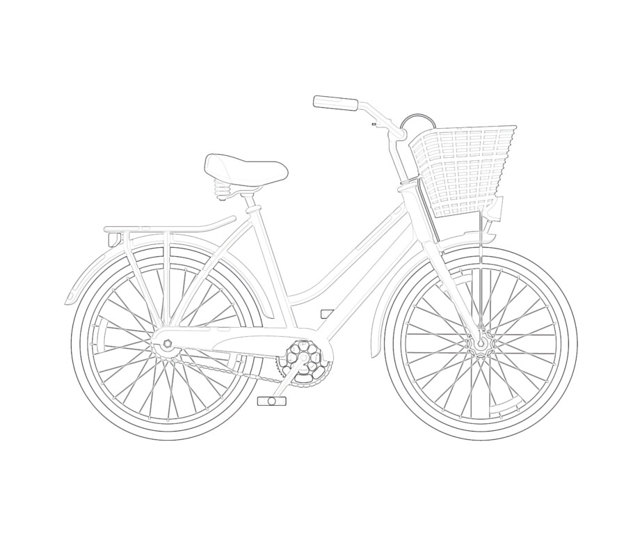Classic Woman Bicycle - Coloring page