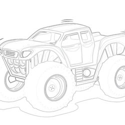 Monster Truck Crushed The Car - Coloring page