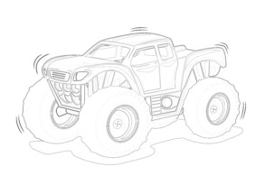 Red Monster Truck - Coloring page