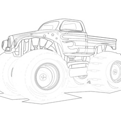Red Monster Truck Jumping Car - Printable Coloring page