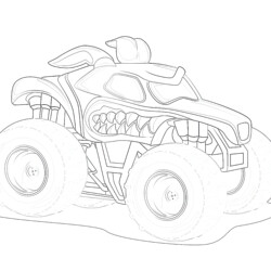Big Monster Truck With USA Flag - Coloring page