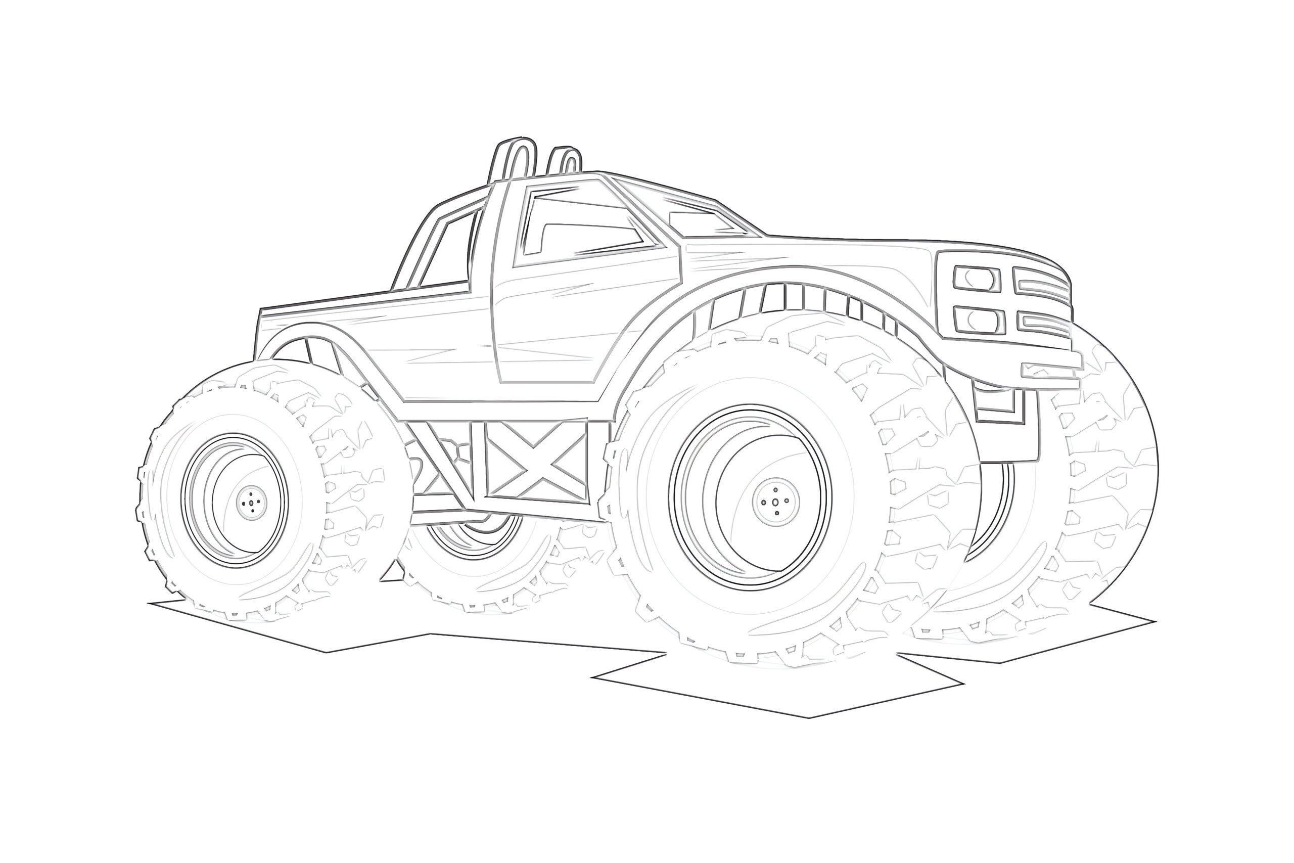 Premium Vector  Printable monster truck coloring pages for kids premium  vector