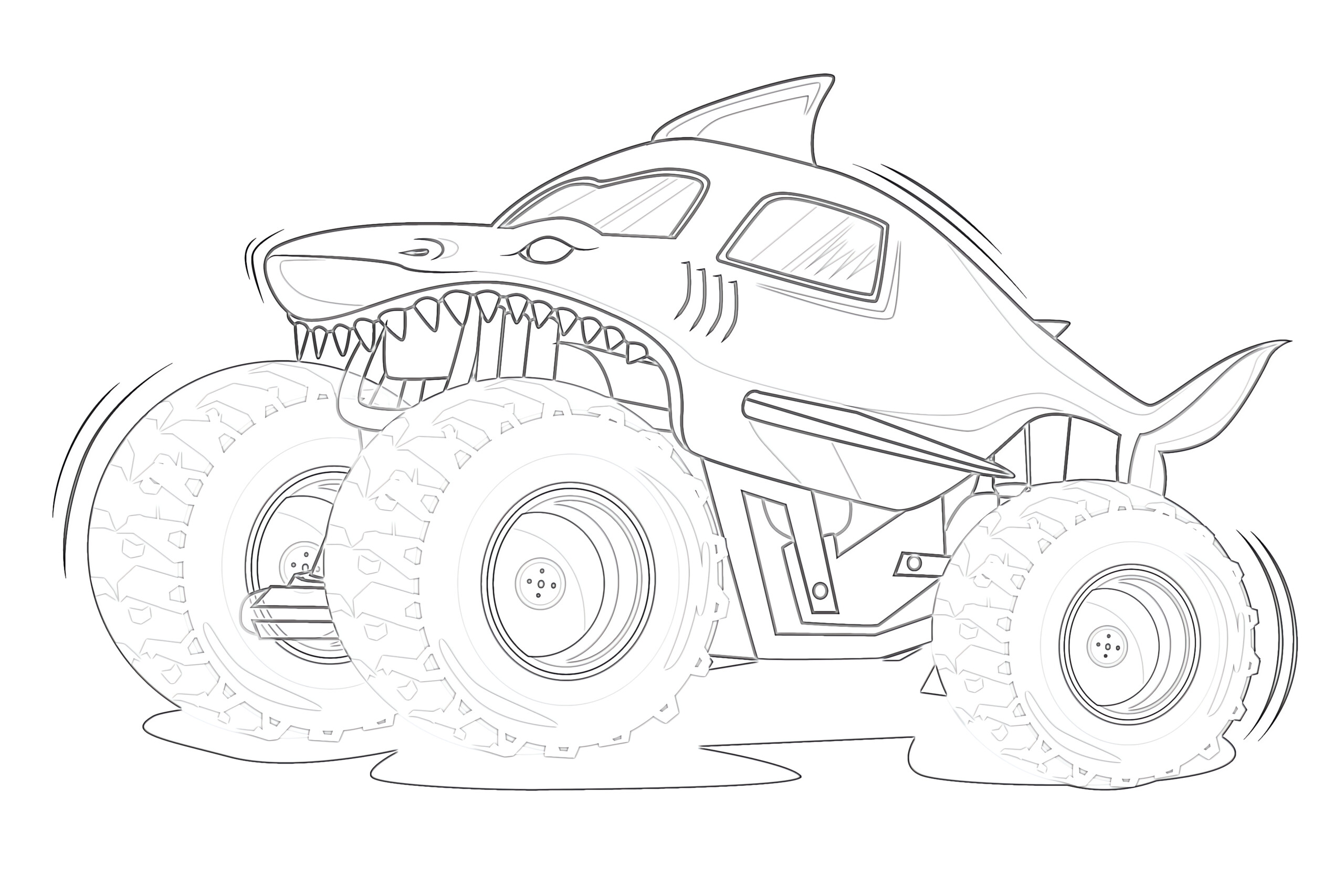 Shark Monster Truck - Coloring page
